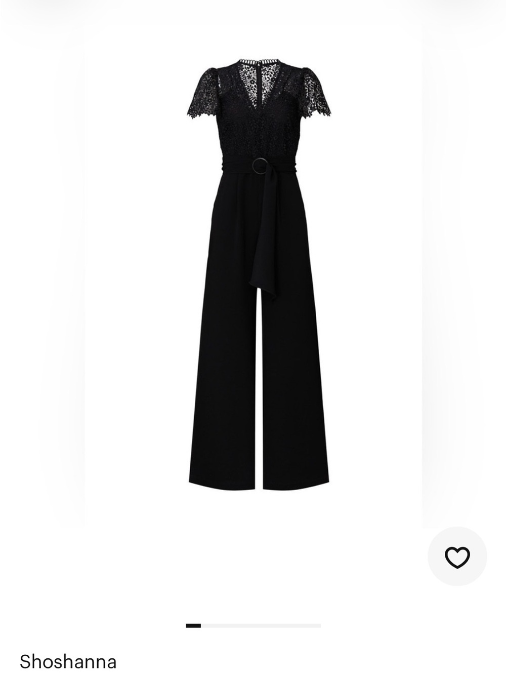 Shoshanna Black Lace-Top Wide Leg Jumpsuit with Waist Tie